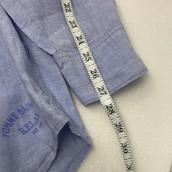 Tommy Bahama Shirt 100% Linen Blue Long Sleeve Button Down Relaxed Beach Coastal - Picture 10 of 12